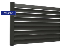 F60 LOUVER - Clôture persienne aluminium fixation à plat - ANTHRACITE - KIT COMPLET - H 1.2 x L 2 MÈTRES