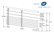 ÉCO ROUND LINE - Garde corps 8 tubes horizontaux fixation à plat - KIT COMPLET - 2 MÈTRES