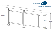 ÉLÉGANT PLUS ROUND LINE - Garde corps vitré fixation à plat - KIT 2 MÈTRES