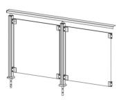 ÉLÉGANT SQUARE LINE - Garde corps vitré fixation à plat - KIT 2 MÈTRES