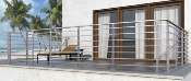 PREMIUM SQUARE LINE - Garde corps aluminium (7 tubes) - Poteaux prémontés - fixation à plat - KIT COMPLET 2 mètres