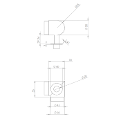 SUPPORT COUDE 90° POUR MAIN COURANTE Ø50MM SUR POTEAU GARDE CORPS ALU Ø40MM