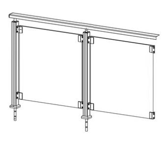 ÉLÉGANT SQUARE LINE - Garde corps vitré fixation à plat - KIT 2 MÈTRES