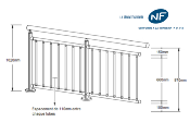 SUR - Garde corps alu 8 tubes verticaux fixation à plat - KIT COMPLET - 2 MÈTRES