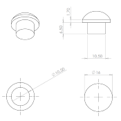 EMBOUT DE FINITION POUR TUBE DE REMPLISSAGE ALU Ø16MM