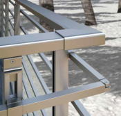 PREMIUM SQUARE LINE - Garde corps aluminium (7 tubes) - Poteaux prémontés - fixation à plat - KIT COMPLET 2 mètres