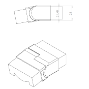 COUDE ARTICULÉ POUR RAMPE SUR MAIN COURANTE ALU 25x60MM