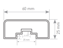 MAIN COURANTE ALU 25x60 MM - L 2000 MM