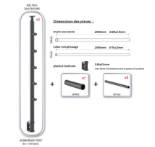 SECO - Garde corps fixation latérale - Kit 2 mètres Anthracite