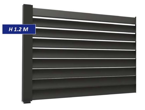 F60 LOUVER - Clôture persienne aluminium fixation à plat - ANTHRACITE - KIT COMPLET - H 1.2 x L 2 MÈTRES