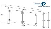 ÉLÉGANT ROUND LINE - Garde corps vitré fixation à plat - KIT 2 MÈTRES