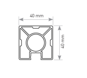 POTEAU GARDE CORPS ALU 40x40 MM - H 945 MM